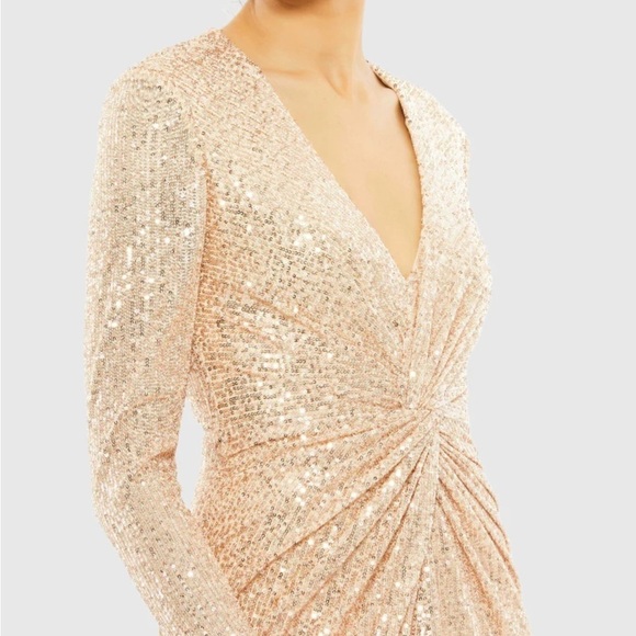 Mac Duggal 26549 NWT SEQUINED HI-LO FRONT TWIST MIDI DRESS - Picture 2 of 11